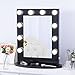 Chende Black Vanity Mirror with Lights, Large Hollywood Mirror with Outlet and Dimmer, Lighted Makeup Mirror for Table or Wall, 25.6'' x 19.7''