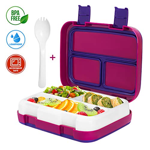 Lunch Bento Box for Kids, Leakproof 3 Compartments Lunch Container
