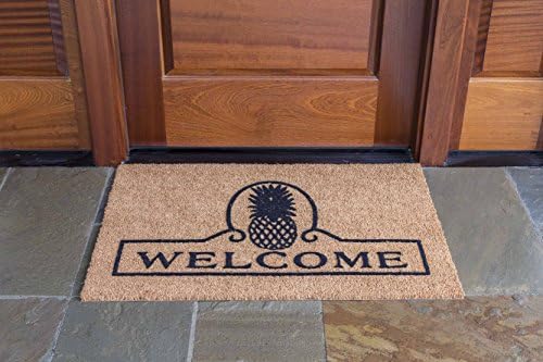 DeCoir 24" X 36" 'Pineapple Welcome' Coir Doormat, Medium