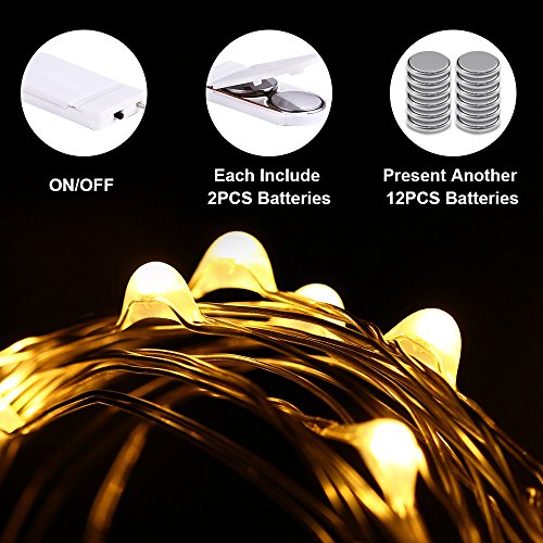 Brizled 12 Pack Fairy Lights, 7.2ft 20 LED Fairy String Lights Battery Valentine's Lights Silver Wire Lights Waterproof Starry Lights for Bedroom, Wedding, Holiday, Xmas Decorations, Warm White