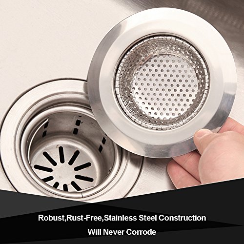 MIBOW Kitchen Sink Strainer, Garbage Disposal Strainer Sink Drain Catcher Plug Drain Cover Kitchen Sink Basket for Kitchen Sinks, Stainless Steel, Large Wide Rim 4.5" Diameter, 2PCS - Thumbnail 3