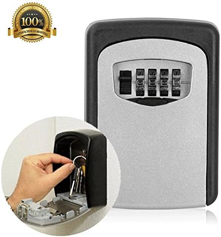 Key Lock Box, Key Storage Lock Box 4 Digit Combination Wall Mounted Weather Resistant Steel for Indoors or Outdoors Holds up to 5 Keys