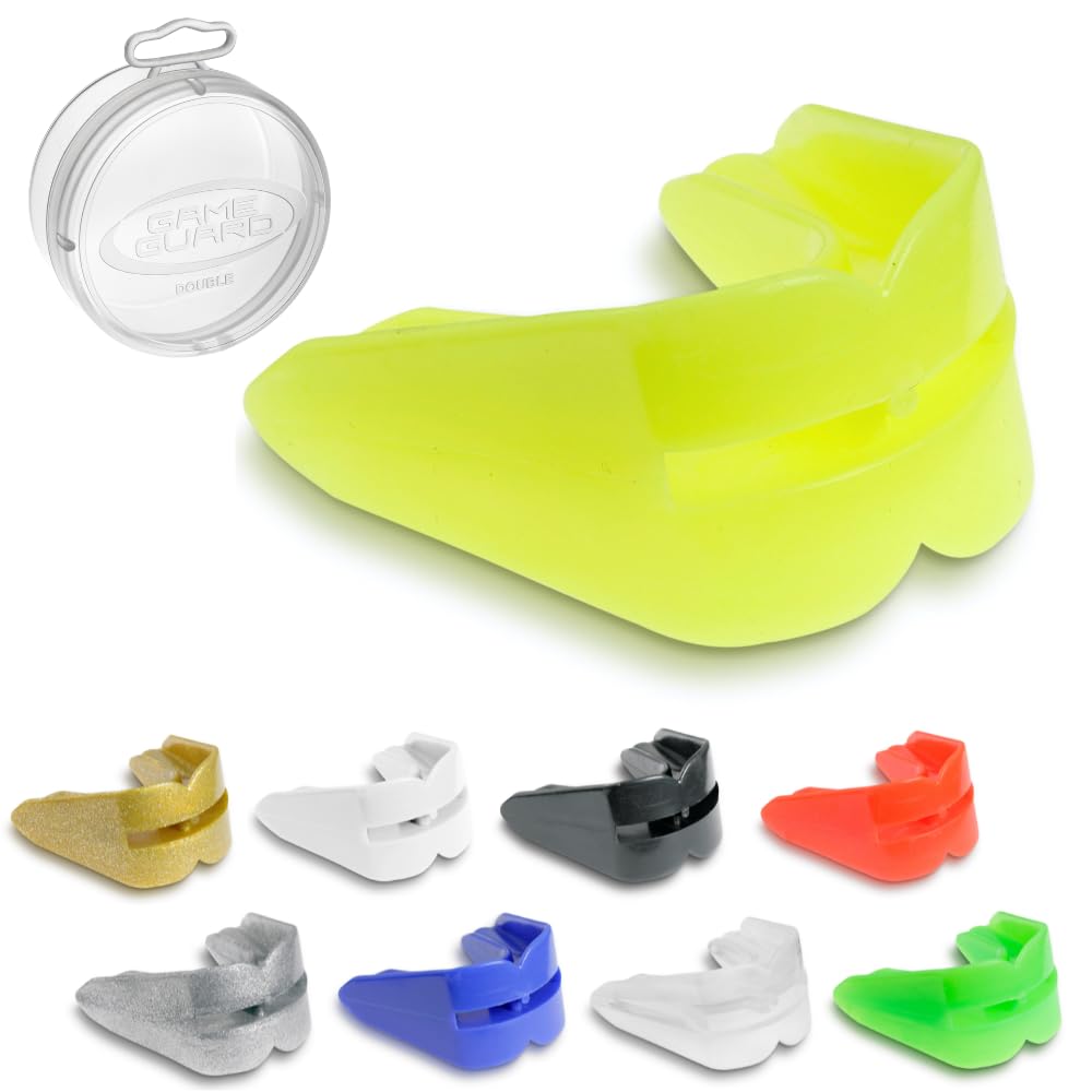 GAME GUARD Double Mouth Guard – for Top and Bottom Teeth & Gums UKCA Approved, Perfect for Boxing, Sparring, MMA, and High-Impact Sports, [ Age 13+ | Yellow ]