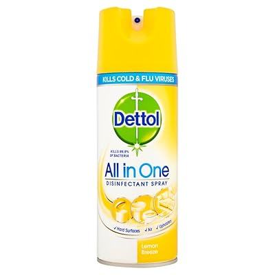 DETTOL All in One Disinfectant Spray, Lemon Breeze Scent - 400 ml Bottle (Pack of 4)