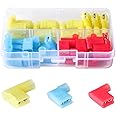 PONFY 35PCS Nylon Insulated Flag Spade Quick Disconnects Female Wire Connector 90 Degree Electrical Crimp Terminals Connector Assortment Set 22-18 16-14 12-10 Gauge