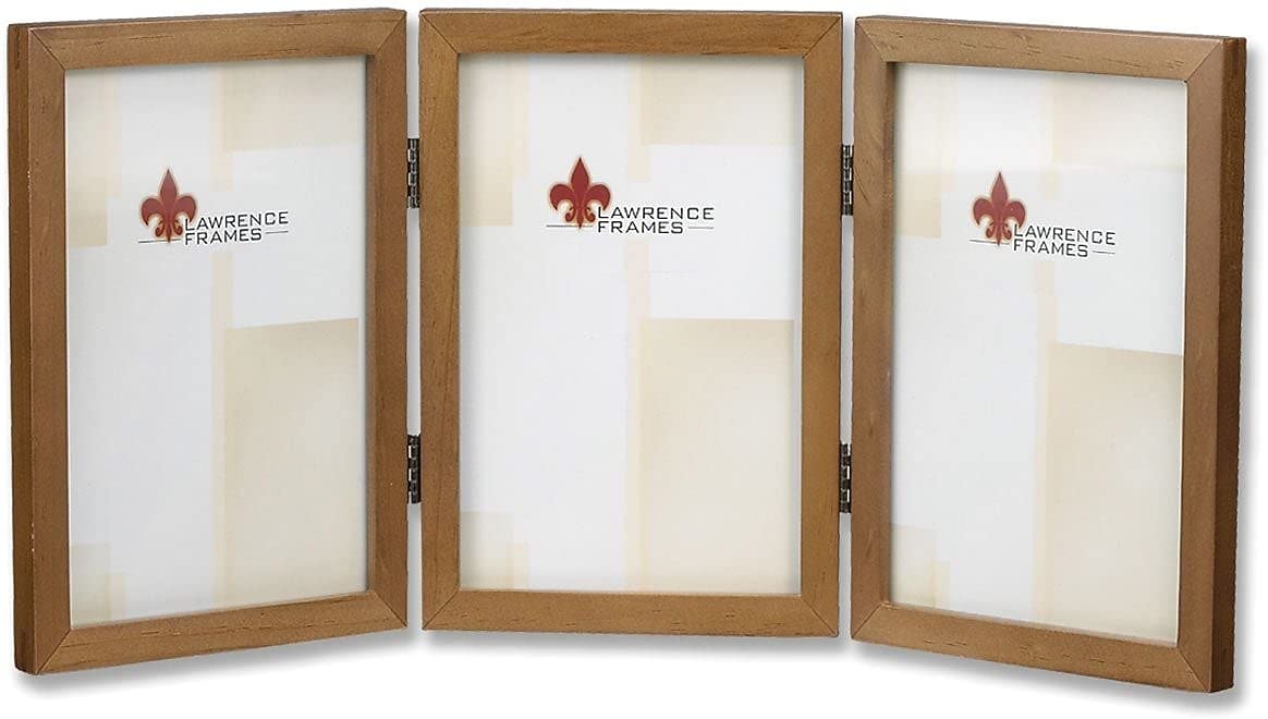 Lawrence Frames 766046T Nutmeg Wood Hinged Triple Picture Frame, 4 by 6-Inch — image 1