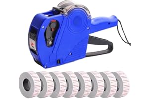 DEEPCRUSH 8-Digit Garvey Labeling Gun Kit - Heavy Duty Price Tag Gun with 11 Rolls (5500 Labels) & 2 Ink Rollers, Compatible with Garvey Tags