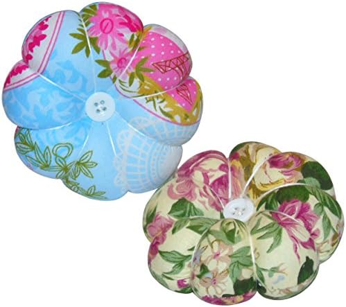Lontenrea Pumpkin Pin Cushion Wearable Wrist Needle Pincushions (2 Pack Tend to Green,Blue Pink)