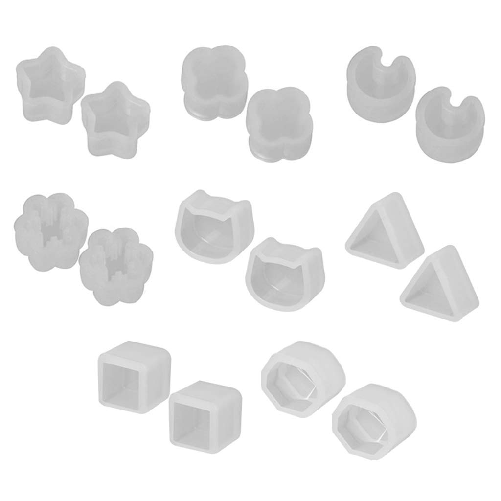 zhichy 8 Pair/Set Small Earrings Stud Making Mould, UV Resin Silicone Molds, DIY Crystal Epoxy Mold, Jewelry Moulds for Resin