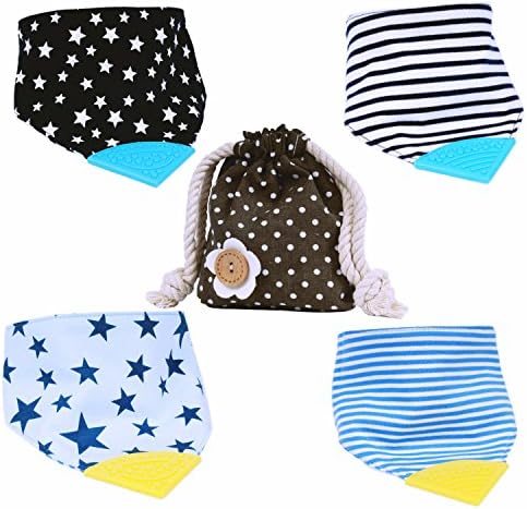 My qBebe Reversible Cotton Bandana Baby Teething Bibs, 2 Pk w/Bonus Storage Bag