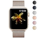 Lelong for Apple Watch Band,Milanese Loop Fully Magnetic Clasp Stainless Steel Mesh iWatch Band for Apple Watch Series 3 Series 2 Series 1 Sport & Edition- 42mm Gold