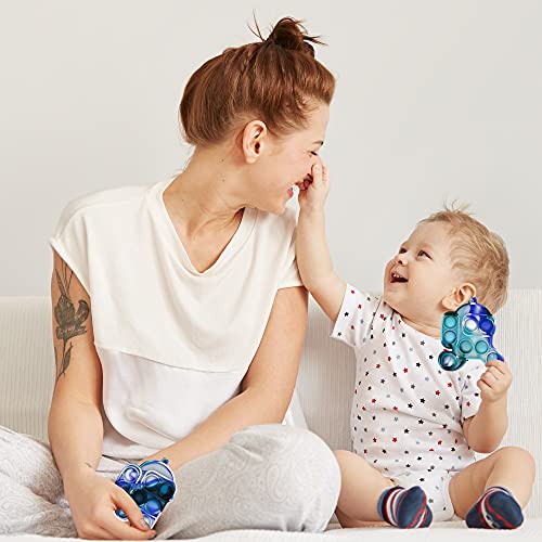 2PCS Mini Simple Dimple Fidget Toys Keychain, Small Among-Us Push Pop Its Bubble Sensory-Toys, Stress Reliever Squeeze Tiny Pop Fidget Toys Keychain Gadgets Gift for Girls Boys (Stand Blue+Run Blue)