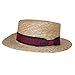 CTM Straw 2 Inch Brim Boater Hat with Navy Band and Elastic Sweatband, XLarge, Natural