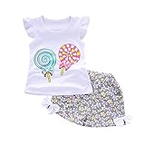 Younger Tree 2PCS Toddler Kids Baby Girls Outfits Lollipop Print T-Shirt Tops+Short Pants Set