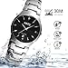 Men Stainless Steel Wrist Watch Dress Analog Quartz Business Fashion Watches Waterproof Diamond Wristwatch with Calendar Date Window - Black