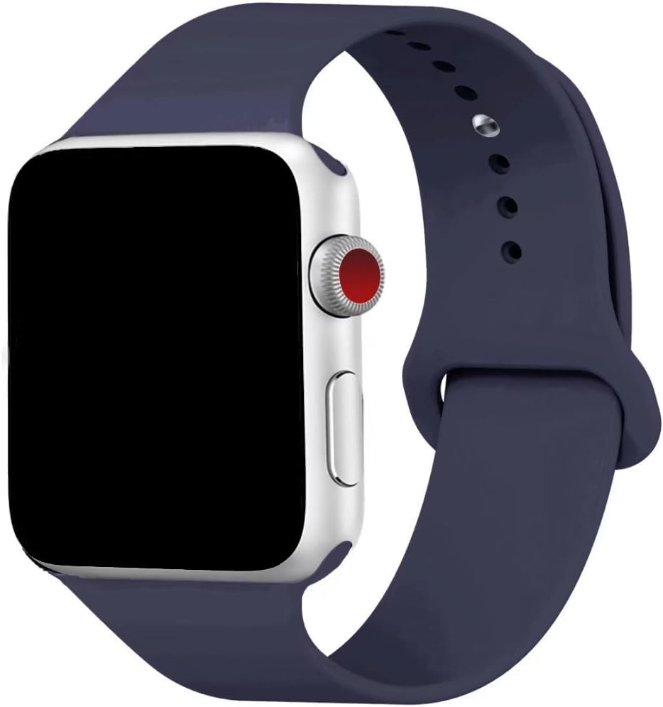 Yaber Soft Silicone Replacement Sport Band Compatible with Aple Watch 40MM 44MM 38MM 42MM All Models (Midnight Blue, 42MM/44MM S/M)