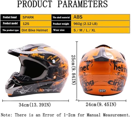 LBOYLOVE® Dirt Bike Helmets, Kids Motorcycle Helmet Youth, ATV Motocross Full Face Men Women, Off-Road Mountain Bike Helmet Adult with(Gloves Goggles Mask) DOT Approved 4 Pcs Set