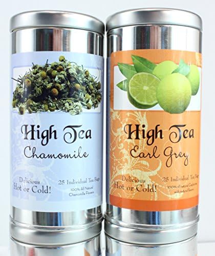 High Tea Sampler 2 Pack Herbal Chamomile and Earl Grey Caffeinated Ceylon Tea