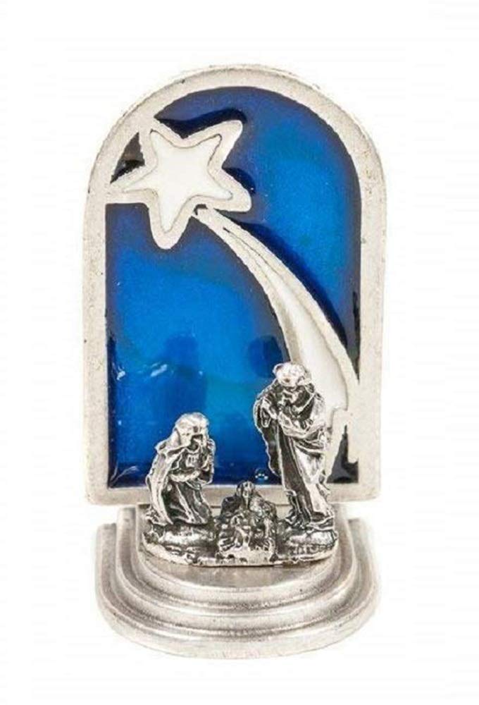 Eurofusioni Silver Plated Miniature Nativity with Star - Christmas decoration