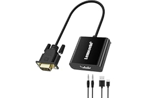 Lemorele VGA to HDMI Adapter Audio 1080P 60Hz VGA Male to HDMI Female Converter with Audio and USB Charging Cable Connecting 