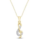 AFFY Treble G Clef Music Note Cubic Zirconia Pendant in 14K Gold Over Sterling Silver
