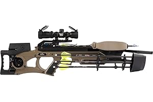 Excalibur Assassin Extreme Accurate Whisper-Quiet Charger Crank Safety Hunting Archery Crossbow - Scope, 30 mm Scope Rings, 4 Proflight 16.5" Arrows, 4-Arrow Quiver Included