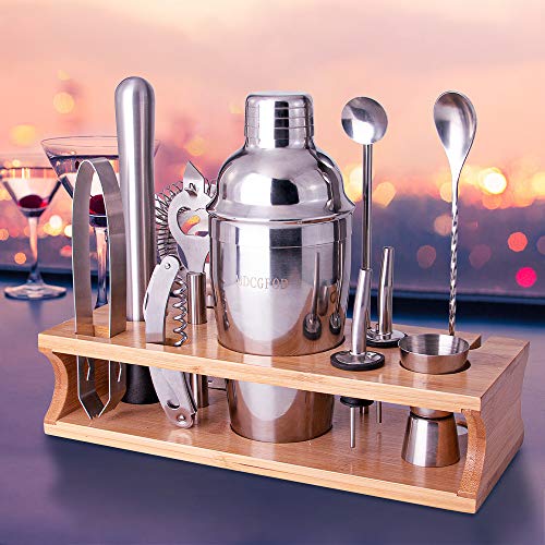 Labeol Cocktail Shaker Set Cocktail Mixing Set Edelstahl Bar Zubehör 12 Teiliges mit Bambus Aufbewahrung für Zuhause… – Bild 7