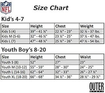 nfl size chart