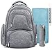 Swish Baby Diaper Bag Backpack w/Insulated Pockets and Stroller Strap - Large Waterproof Multi-Function Travel Organizer - Changing Pad, Bottle Holder and Pacifier Clip Included (Grey Marl)