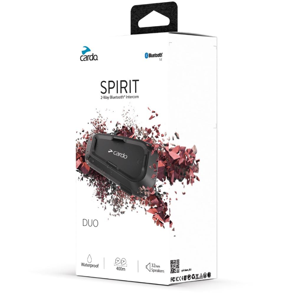 Cardo Systems Spirit Motorcycle Bluetooth Communication Headset - Black, Dual Pack