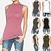 TheMogan Women's Mock Neck Long Sleeve Top Stretch Cotton High Neck Slim Fit T-Shirt