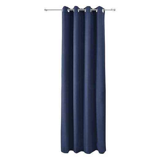 Beautissu Thermovorhang Amelie 140x245 cm Ösen-Schal Vorhang blickdicht & Verdunkelung - isolierende Gardine in Blau