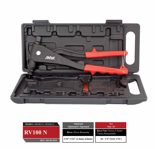 AVAK RV100 DUO - 2-in-1 3/16" Rivet & 1/4" Blind Rivet Nut Setter (Standard UNC)