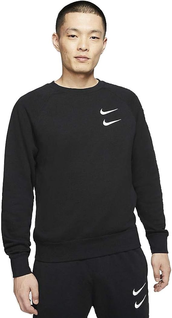 Amazon Nike ナイキ スウッシュ クルー フレンチテリー トレーナー ブラック Sサイズ 国内正規品 トレーナー パーカー 通販