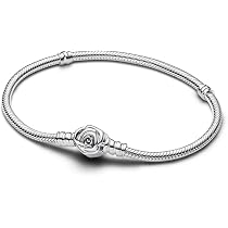 Amazon.com: PANDORA Moments Rose in Bloom Clasp Snake Chain ...