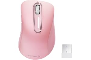 memzuoix 2.4G Wireless Mouse, 1200 DPI Mobile Optical Cordless Mouse with USB Receiver, Portable Computer Mice Wireless Mouse for Laptop, PC, Desktop, MacBook, 5 Buttons (Pink)