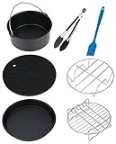 Air Fryer Accessories,for Phillips Air Fryer and Gowise Air Fryer Deep Fryer Universal, Cake Barrel, Pizza Pan, Silicone Mat, Skewer Rack, Metal holder Fit all 3.7QT-5.3QT-5.8QT (7 Inch)