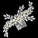 FAYBOX Elegant Cream Simulated Pearl Austrian Crystal Leaves Bridal Hair Comb Wedding Accessories