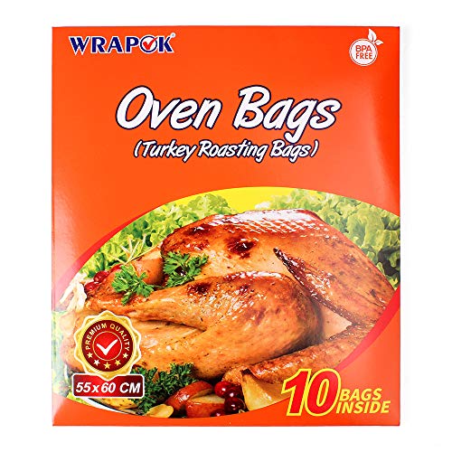 WRAPOK Turkey Oven Bags Large Roasting Cooking Size Ribs Baking Bags No Mess For Chicken Meat Ham Poultry Fish Seafood Vegetable - 10 Bags (21.6 x 23.6 Inch) - Thumbnail 5