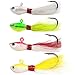 Dr.Fish 3 Pack Bucktail Jig Lure Hair Jig Saltwater Freshwater Lures Surf Fishing White Red Chartreuse Bass Flounder Striper Bluefish Halibut Redfish 1/2oz, 1oz, 2oz, 4oz, 6oz