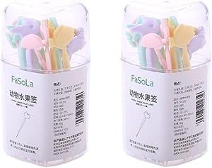 MXY Colorful Food Fruit Picks Heart Box for Bento Box Cake Snack Forks Resuable Cute Design Hippo Fish Crab Turtle Starfish Set of 20 Pieces Pack of 2 Heart Shape Boxes