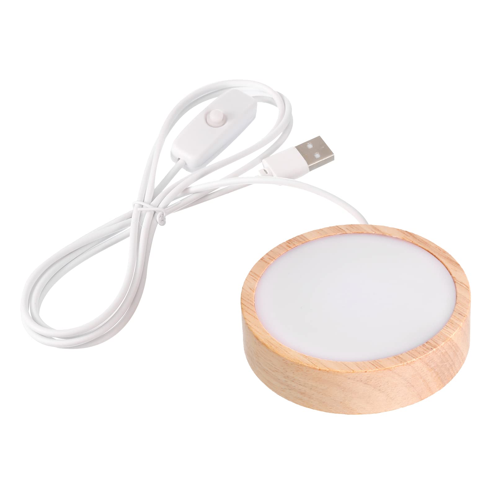 PATIKIL 3.2 Inch Wooden LED Light Base, Wood Light Display Base Stand Lighting with Switch for 3D Crystal Glass Resin Art, Colorful Light