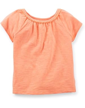 Girl S/s Pompom Trim Top; 6m; Orange