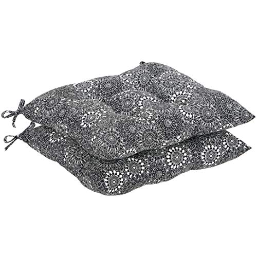 AmazonBasics Square Seat Patio Cushion, Set of 2- Black Floral