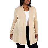Anne Klein Womens Anne Klein Plus-Size Monterey Long Sleeve Cardigan Sweater