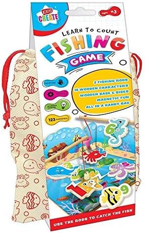 Kids Create Childrens Learn To Count Magnetic Fishing Game Wooden Fish Counting