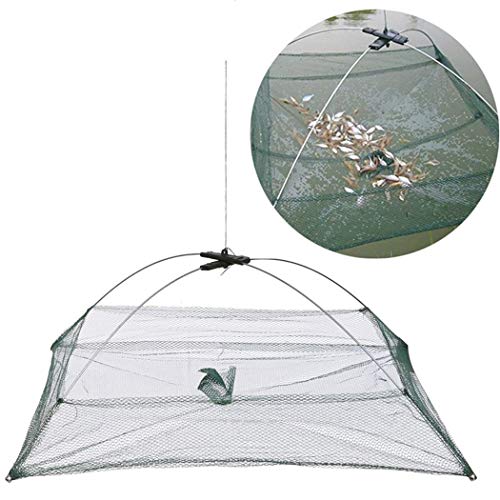 LinaLife 23.6" Protable Harbour Pond Folded Fishing Net Small Fish Shrimp Minnow Prawn Crab Baits Cast Mesh Trap Nets for Keeping Fishes Minnows Crab Lobsters - Thumbnail 6