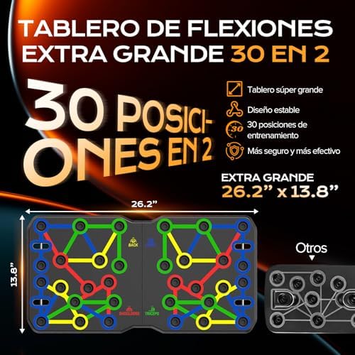 Tábua de flexão 30 em 2, tábua portátil para flexões, suporte multifuncional para homens e mulheres, equipamentos para o peito e braços para exercício e ginásio em casa