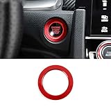 Thor-Ind Car Engine Start Stop Push Button Cover Trim For 10th Gen Honda Civic 2016 2017 2018 Ignition Key Ring Trim Car Auto Interior Decoration Sticker (Start Button Red)
