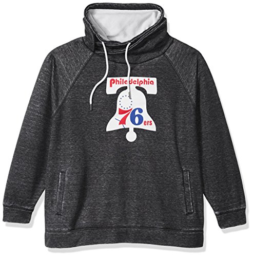 Touch by Alyssa Milano NBA Philadelphia 76ers Spiral Sweatshirt Plus, 1X, Charcoal Grey